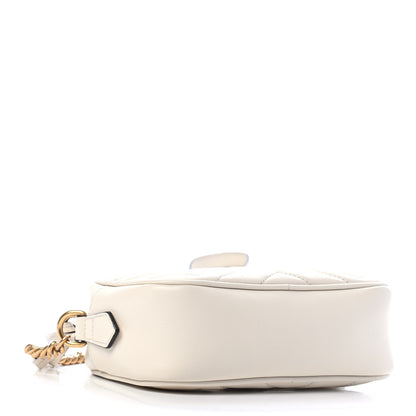 Gucci Calfskin Matelasse Mini GG Marmont Chain Shoulder Bag White 3 of 4