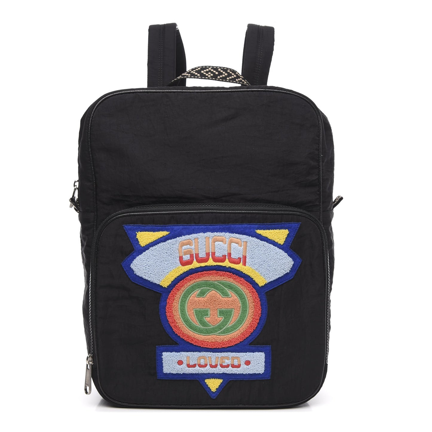Nylon Twill 80s Logo Patch Backpack Black
