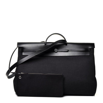 Hermes Military Toile Vache Hunter Herbag Zip Retourne Cabine Bag Black 1 of 11