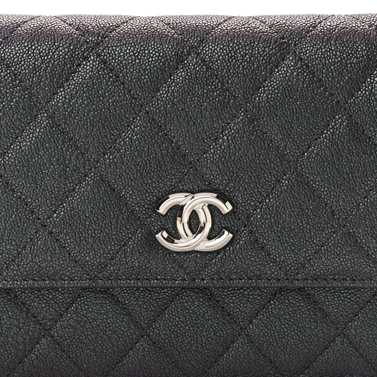 Chanel Iridescent Caviar Quilted Classic Pouch Clutch Black 10 of 13