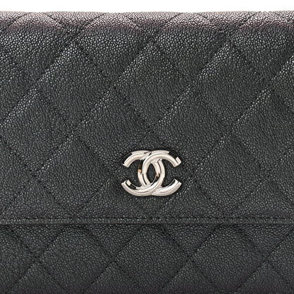 Chanel Iridescent Caviar Quilted Classic Pouch Clutch Black 10 of 13