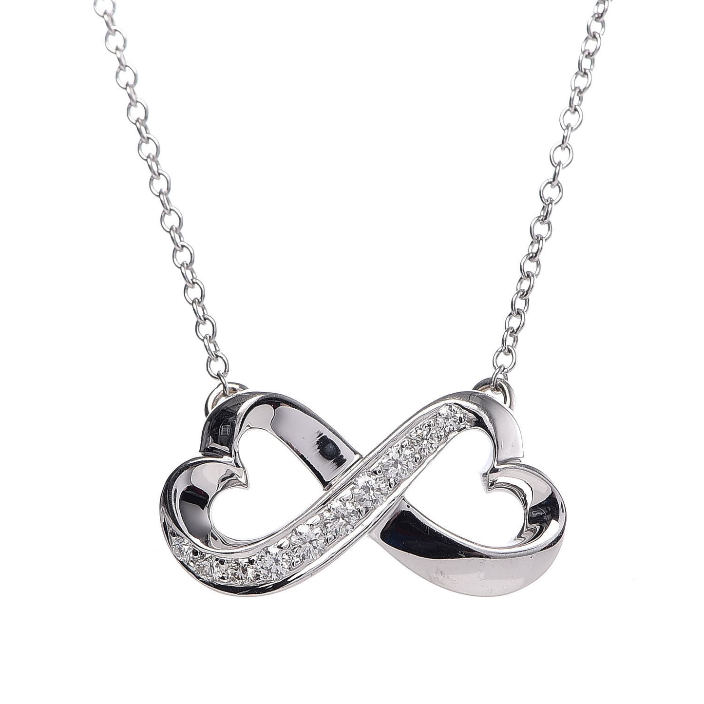 18K White Gold Diamond Paloma Picasso Double Loving Heart Necklace