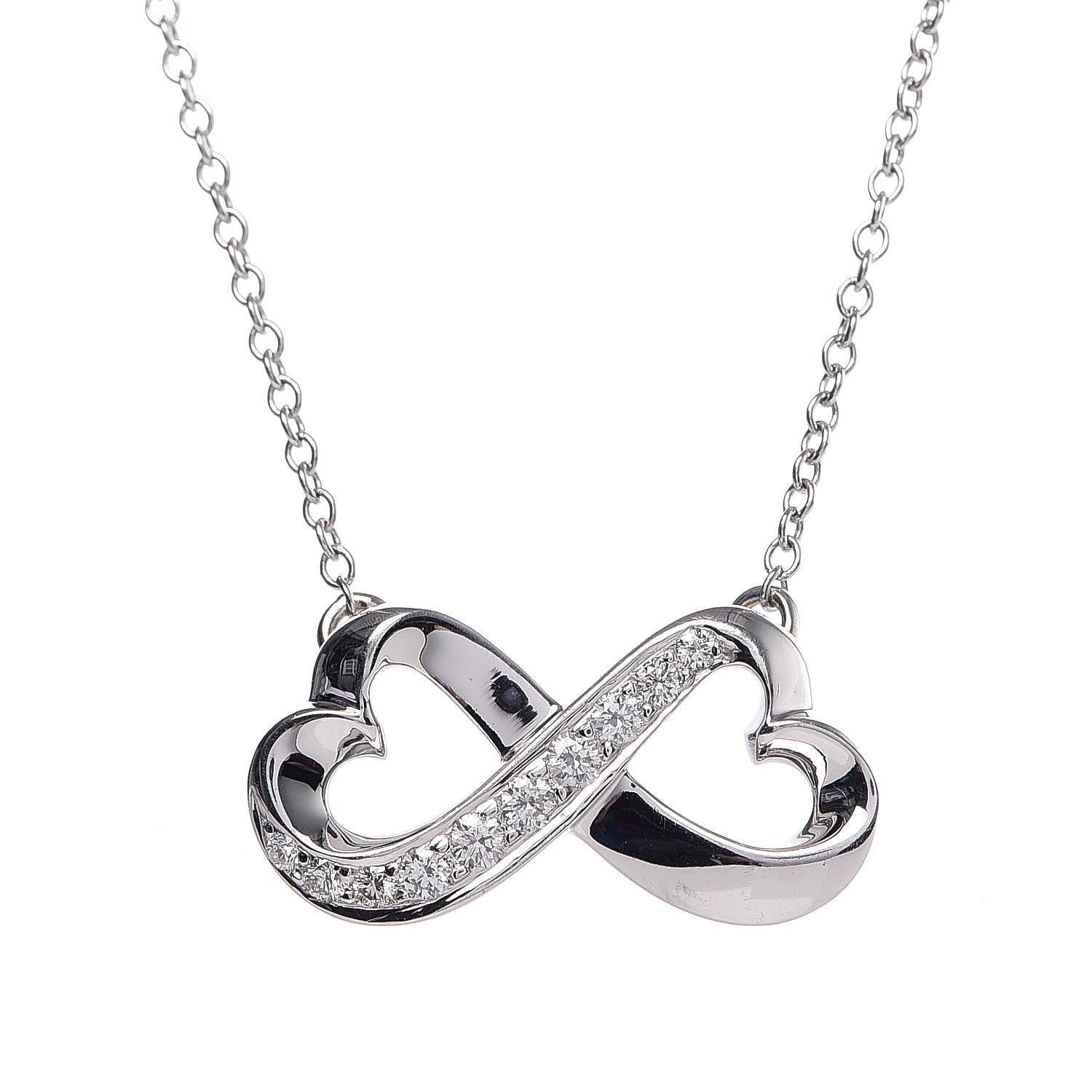 Tiffany 18K White Gold Diamond Paloma Picasso Double Loving Heart Necklace 4 of 7