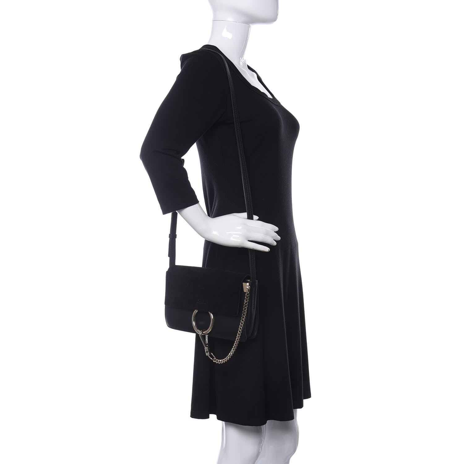 Chloe Suede Calfskin Small Faye Shoulder Bag Black 2 of 14