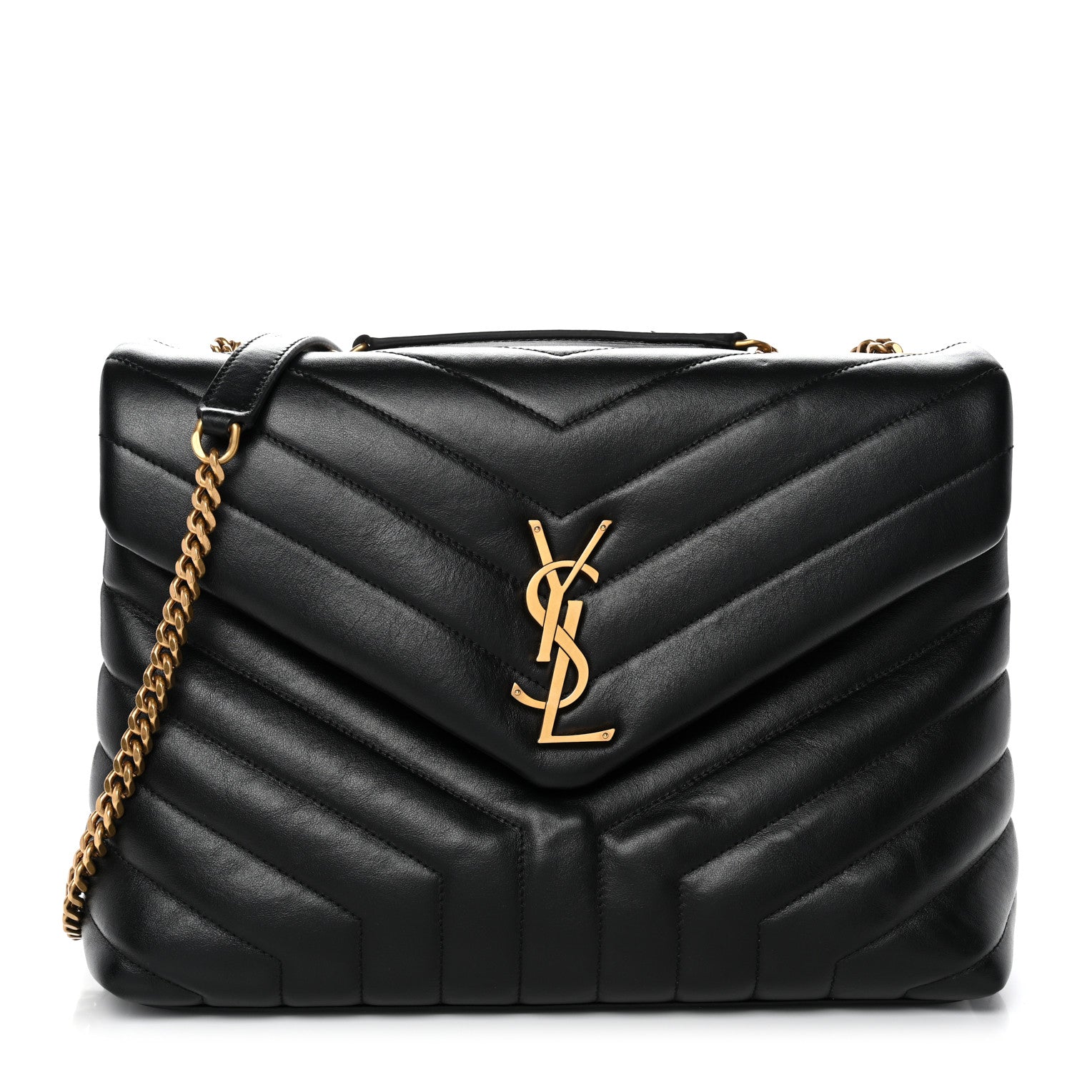 Saint Laurent Calfskin Y Quilted Monogram Medium Loulou Chain Satchel Black 1 of 11