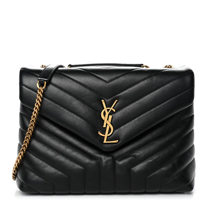 Saint Laurent Calfskin Y Quilted Monogram Medium Loulou Chain Satchel Black 1 of 11