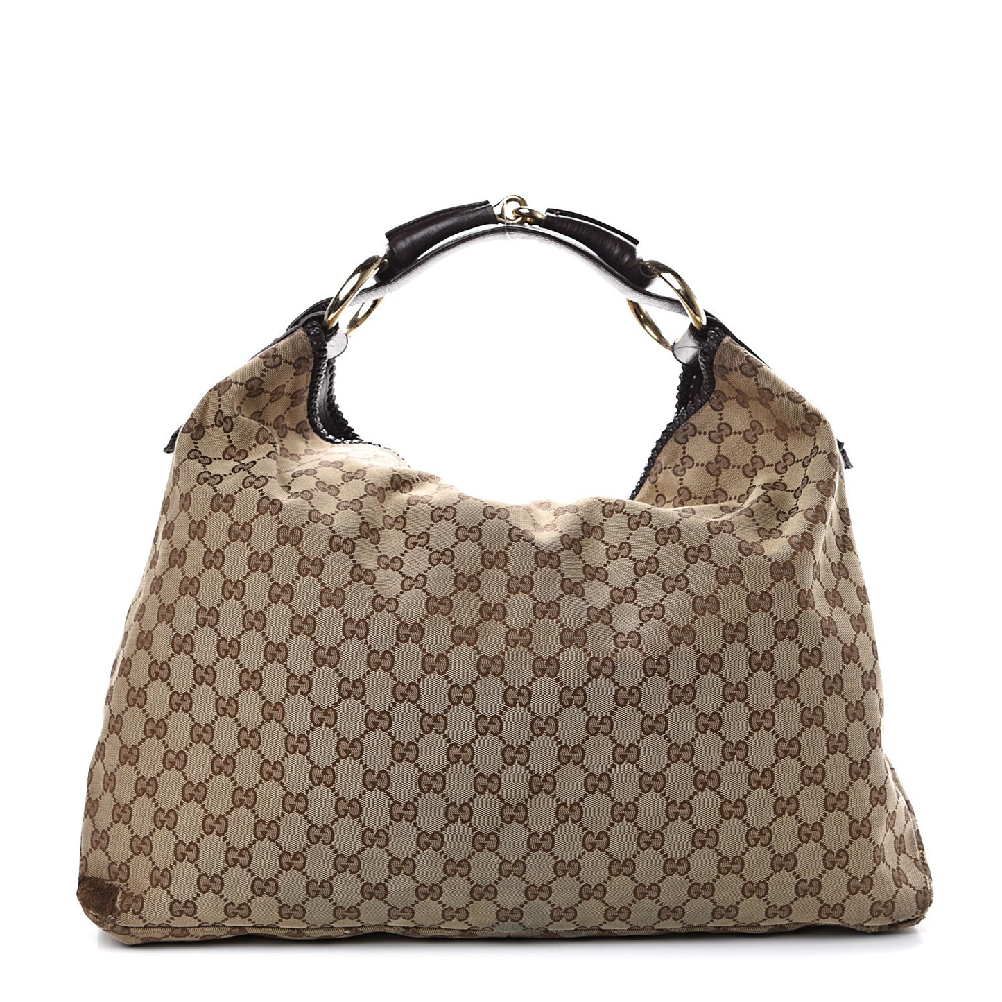 Monogram Large Horsebit Chain Hobo Dark Brown