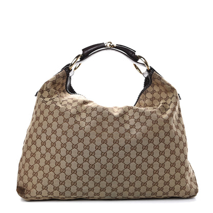 Gucci Monogram Large Horsebit Chain Hobo Dark Brown 1 of 15