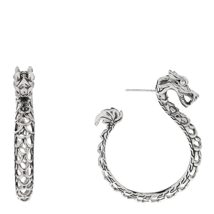 John Hardy Sterling Silver Naga Dragon Hoop Earrings 1 of 4