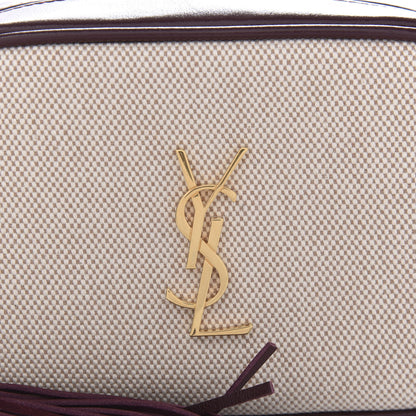 Saint Laurent Calfskin Canvas Monogram Lou Belt Bag Natural Dark Legion Red 9 of 9