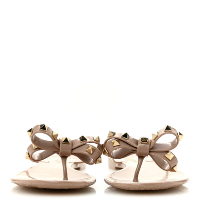 Valentino Garavani PVC Jelly Rockstud Bow Thong Sandals 40 Poudre 3 of 10