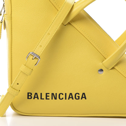 Balenciaga Shiny Day Calfskin Logo S Triangle Duffle Jaune Black 8 of 11