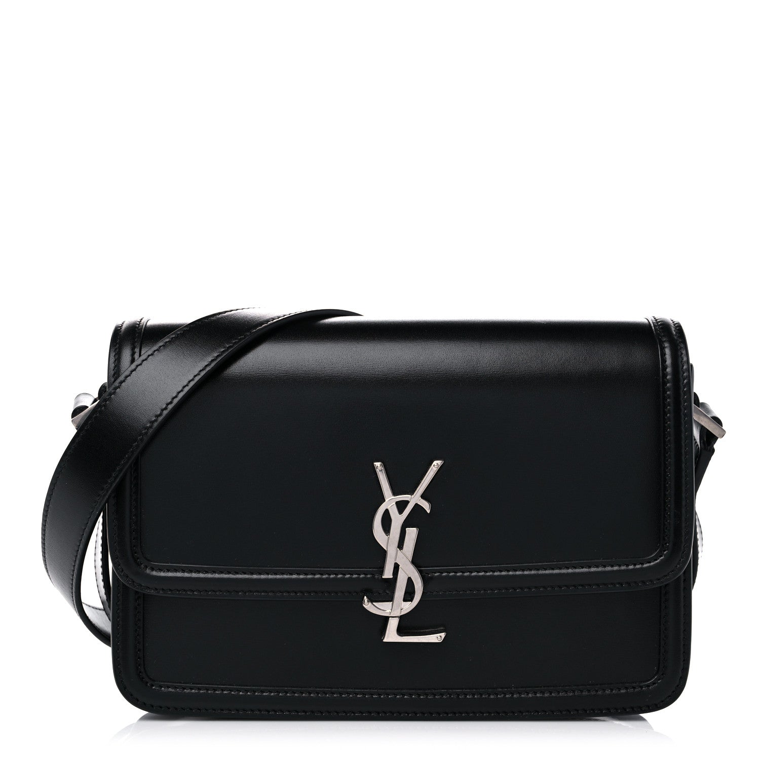 Saint Laurent Box Calfskin Monogram Medium Solferino Satchel Black 1 of 9