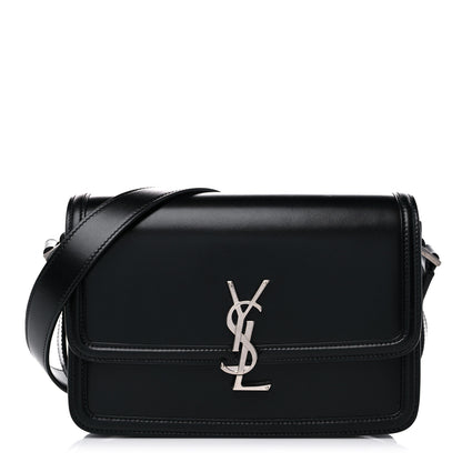 Saint Laurent Box Calfskin Monogram Medium Solferino Satchel Black 1 of 9