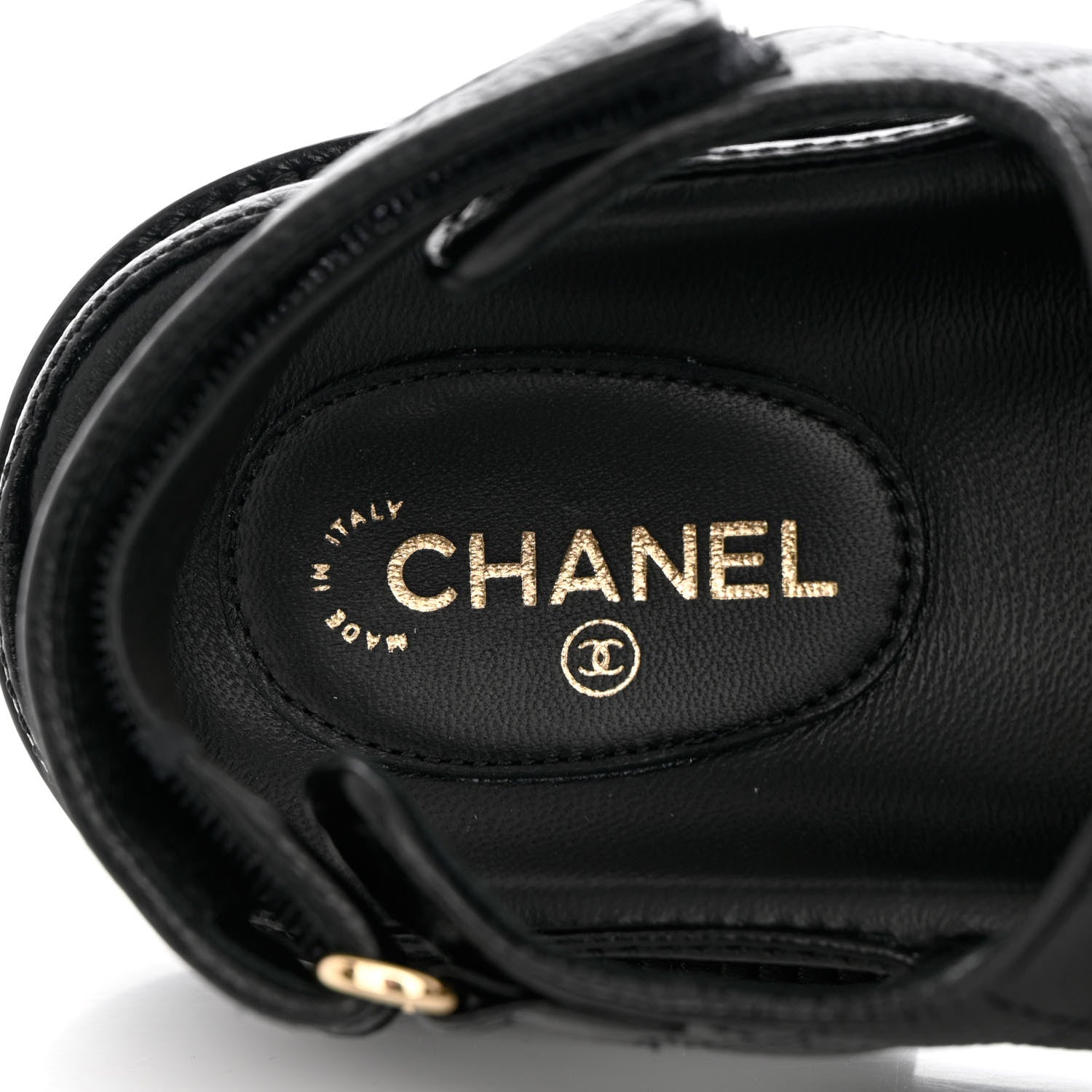 Chanel Grained Calfskin Velcro Dad Sandals 38 Black 7 of 10