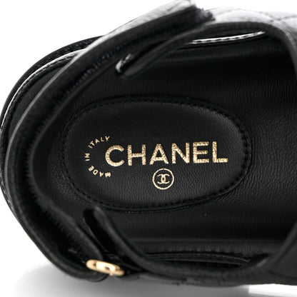 Chanel Grained Calfskin Velcro Dad Sandals 38 Black 7 of 10
