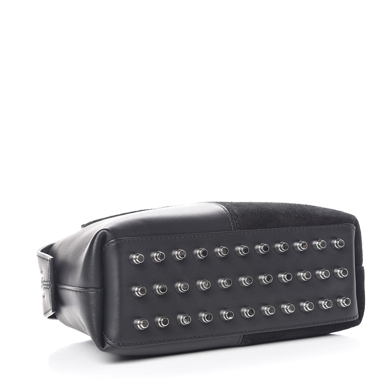 Suede Calfskin Small Rogue Satchel Black Silver Hardware