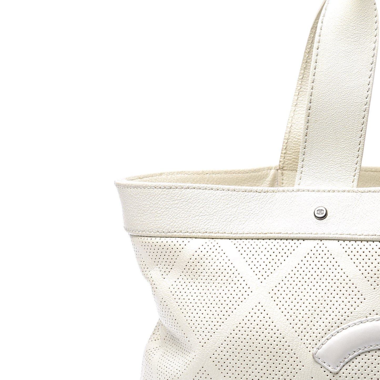 Goatskin Perforated Large CC Tote White