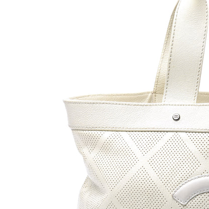 Chanel Goatskin Perforated Large CC Tote White 13 of 13