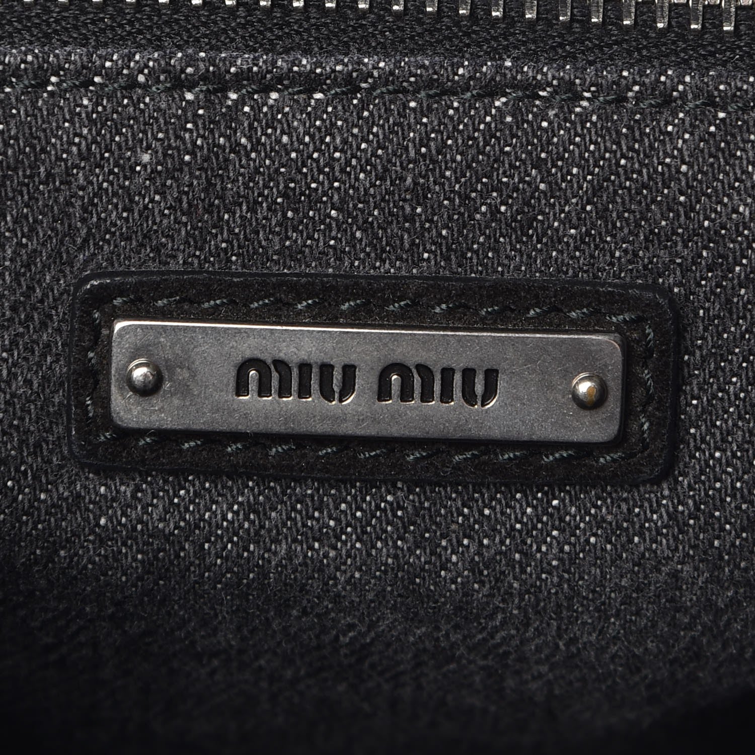 Miu Miu Denim Logo Shopping Tote Black 6 of 8