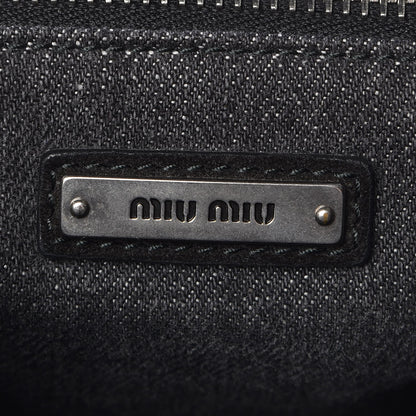 Miu Miu Denim Logo Shopping Tote Black 6 of 8