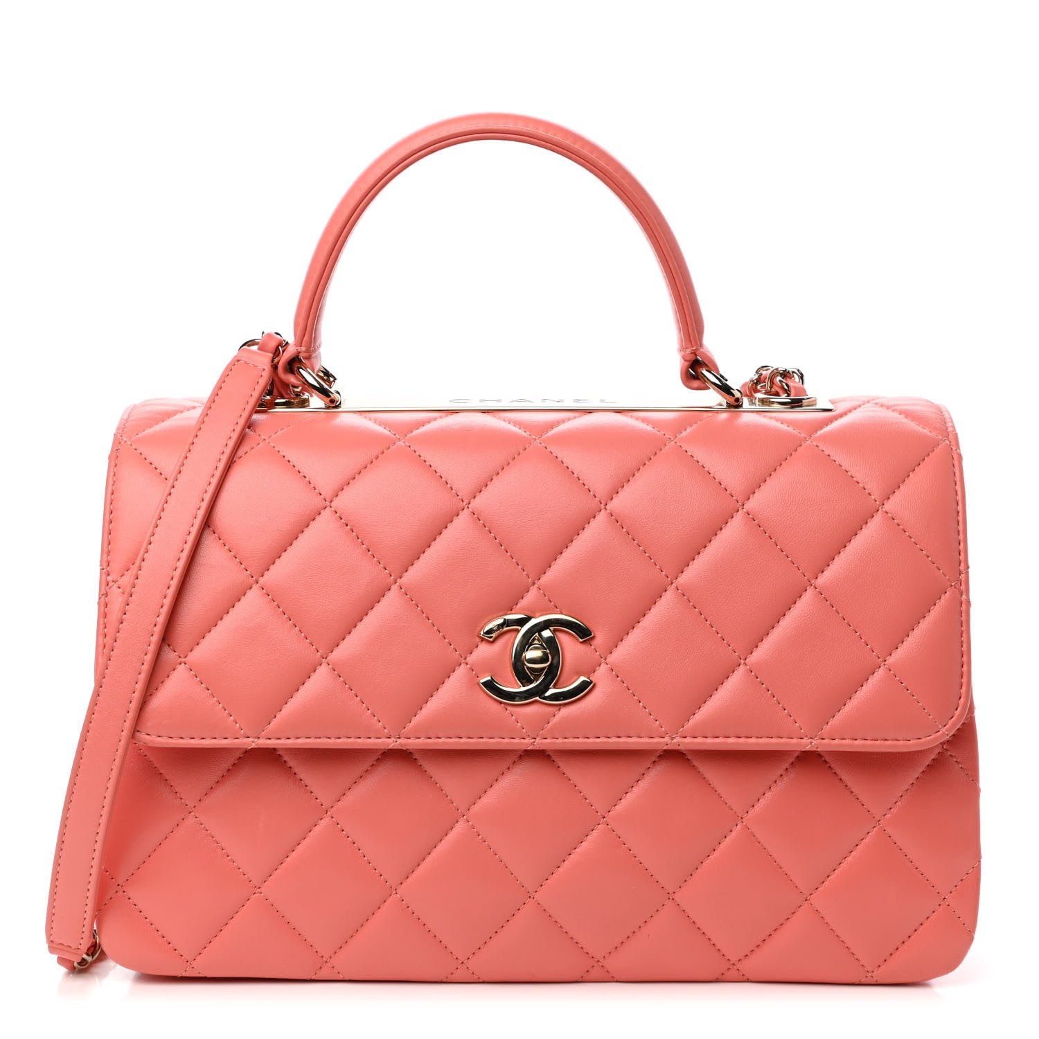 Chanel Lambskin Quilted Medium Trendy CC Flap Dual Handle Bag Coral 1 of 9