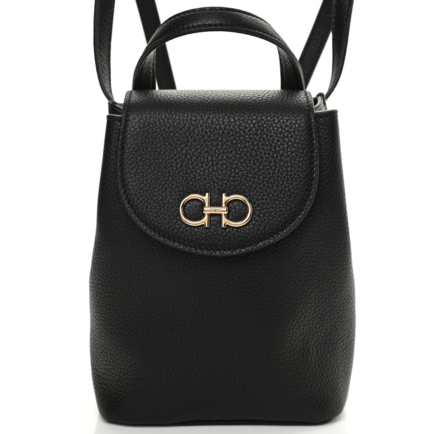 Hammered Calfskin Gancini Mini Bag Black