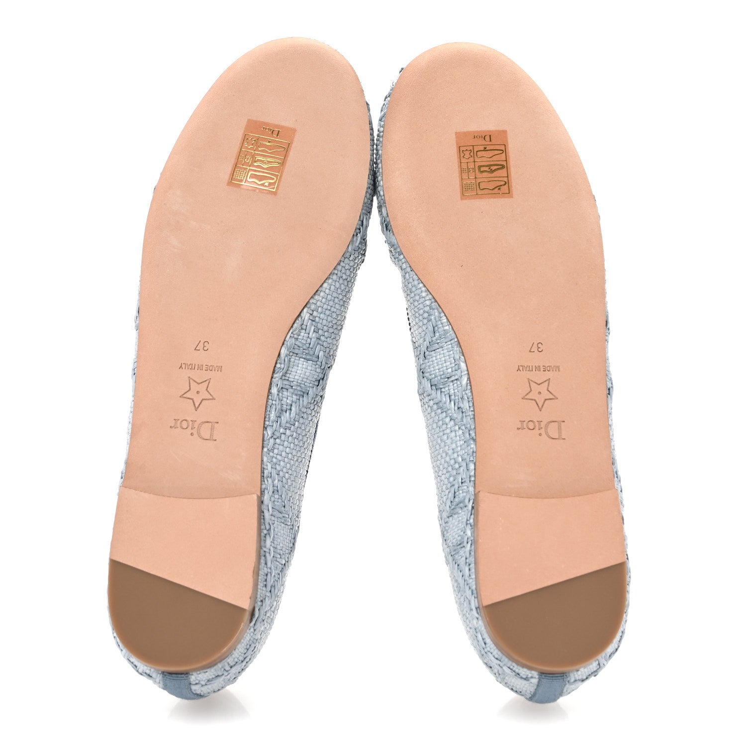 Christian Dior Raffia Cannage Ballet Flat 37 Bleu Pastel 6 of 10