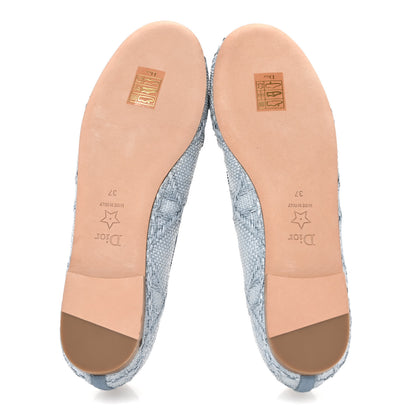 Christian Dior Raffia Cannage Ballet Flat 37 Bleu Pastel 6 of 10