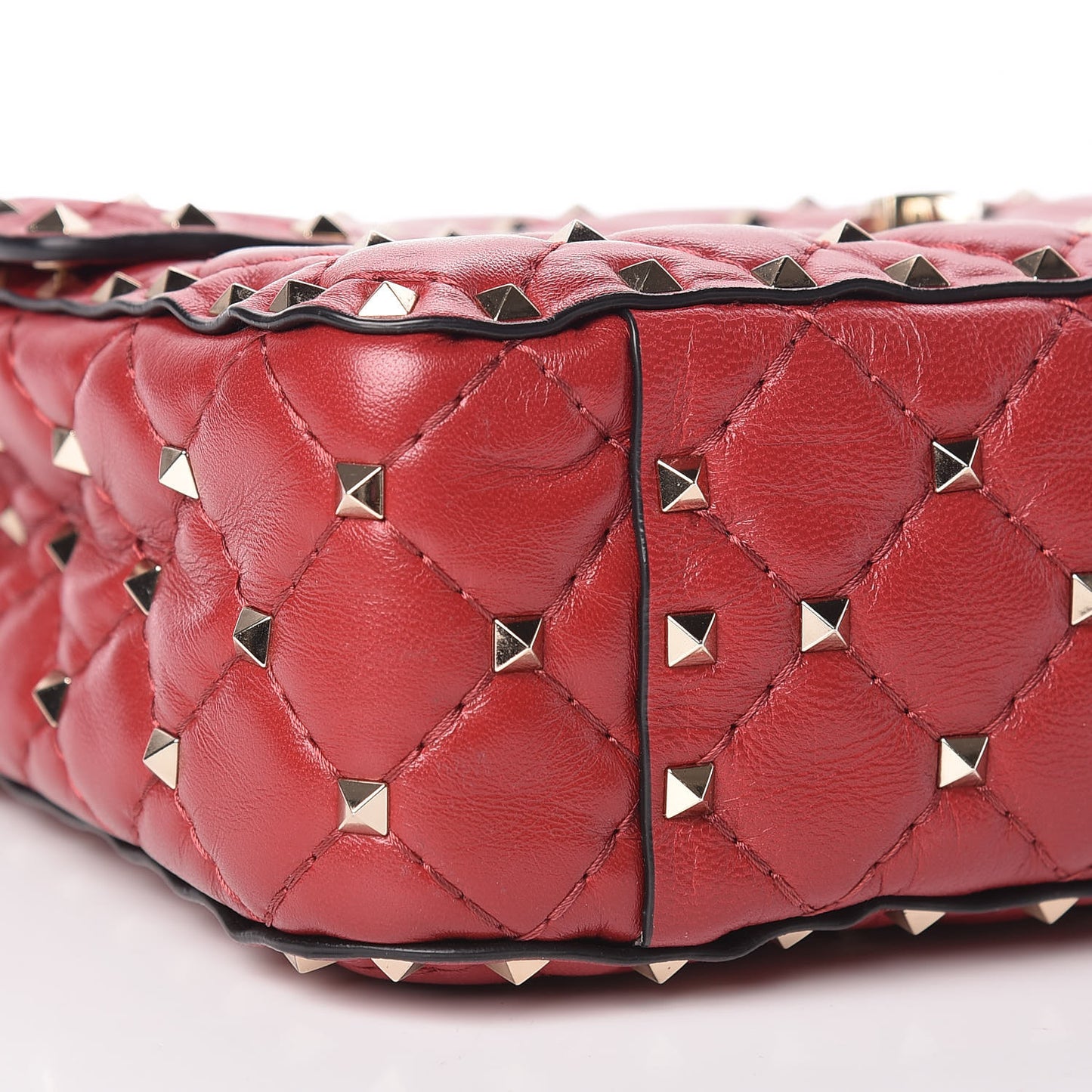 Nappa Medium Rockstud Spike Shoulder Bag Rosso Valentino