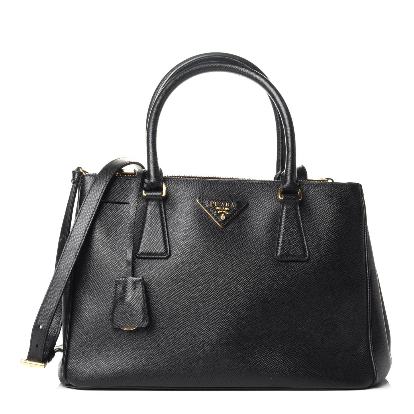 Saffiano Small Galleria Double Zip Tote Black
