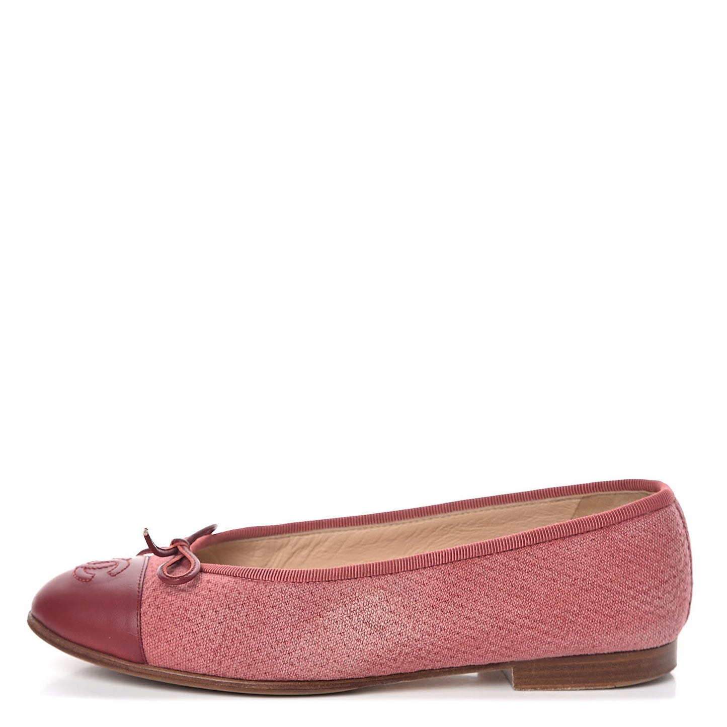 Fabric Lambskin Cap Toe Ballerina Flats 36 Rouge Borde