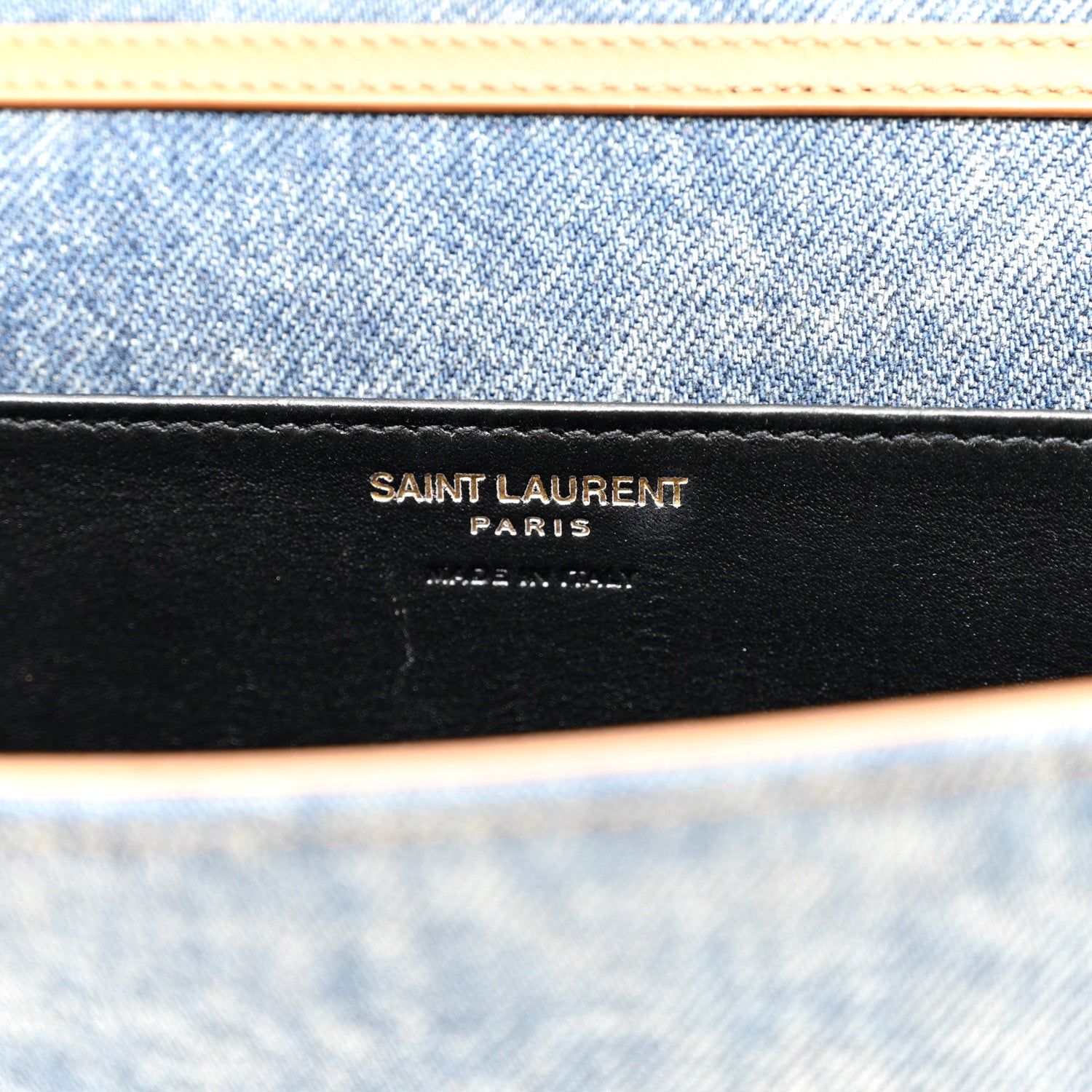 Saint Laurent Denim Monogram Chain Wallet Rodeo Blue Cinnamon 7 of 7