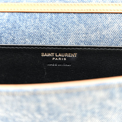 Saint Laurent Denim Monogram Chain Wallet Rodeo Blue Cinnamon 7 of 7