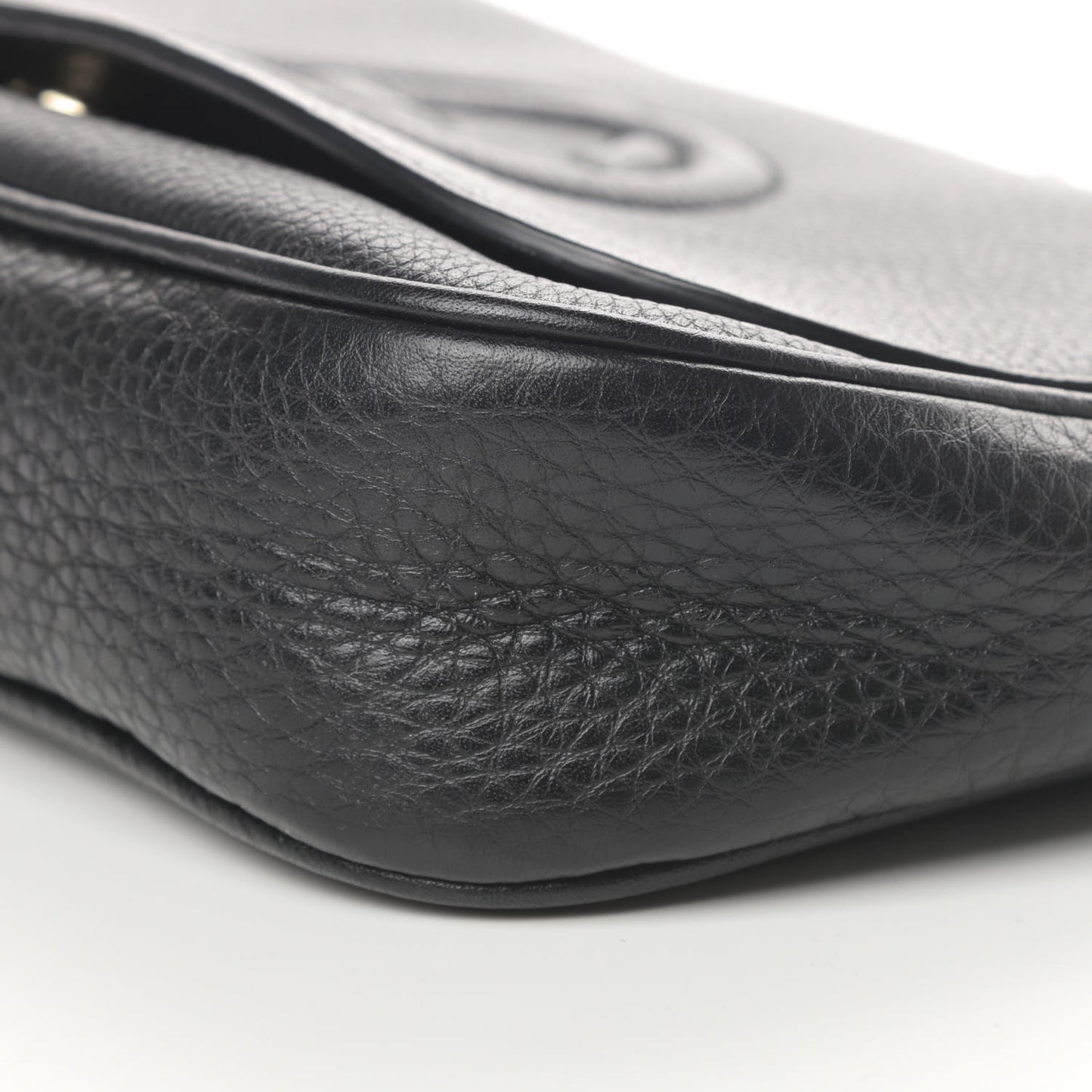 Pebbled Calfskin Medium Soho Flap Crossbody Black