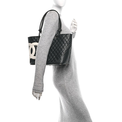 Chanel Calfskin Quilted Large Cambon Tote Black White 2 of 10