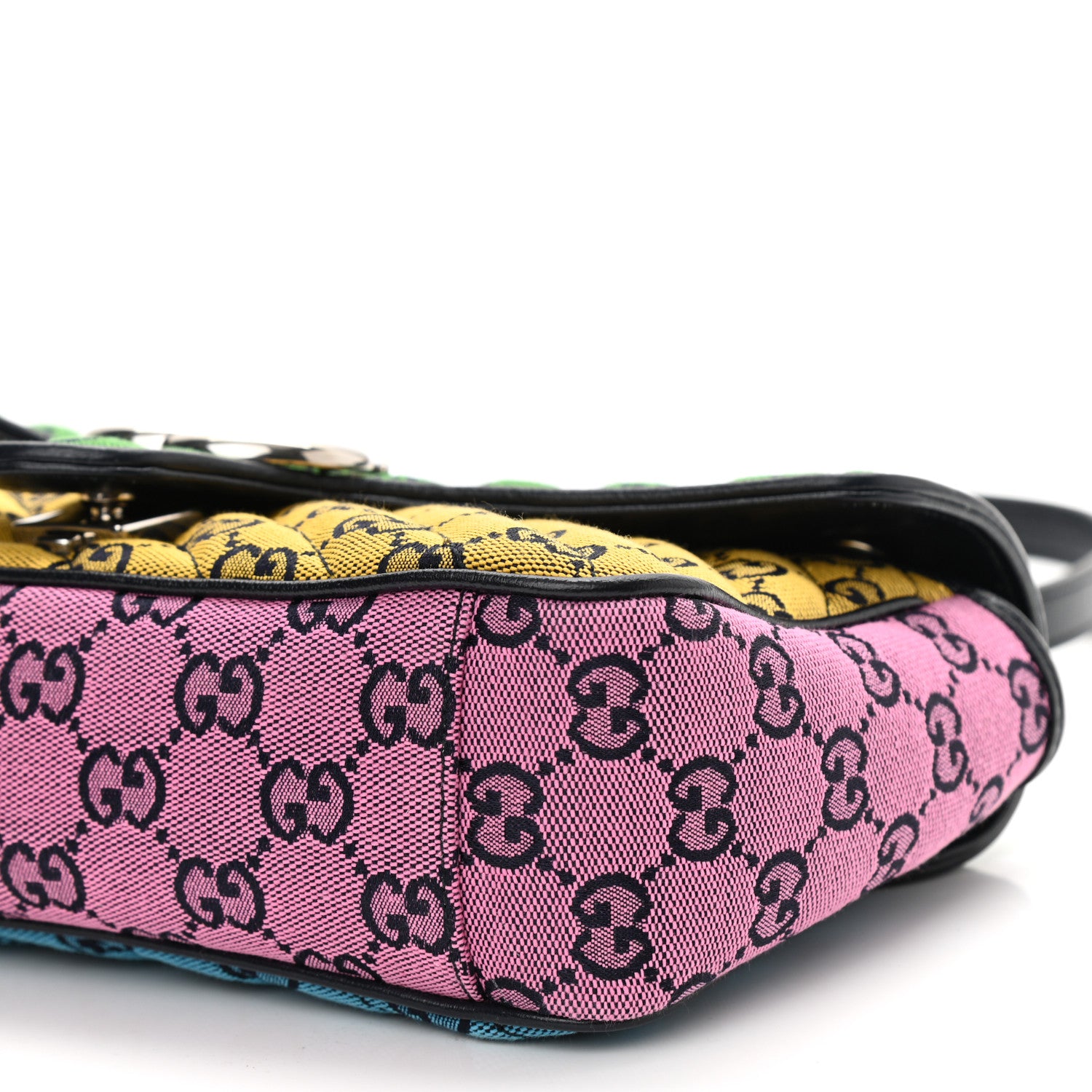 Gucci Monogram Multicolor Matelasse Diagonal Small GG Marmont Shoulder Bag Green Blue Yellow Light Blue Pink 9 of 9