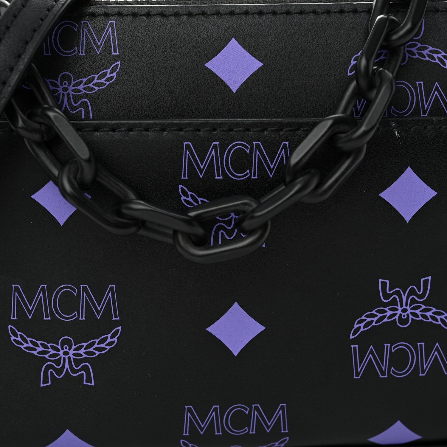 MCM Calfskin Color Splash Pouch on Chain Dahlia Purple 7 of 11