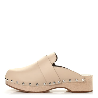 Hermes Calfskin Calya Mules 37 Hetre 1 of 8