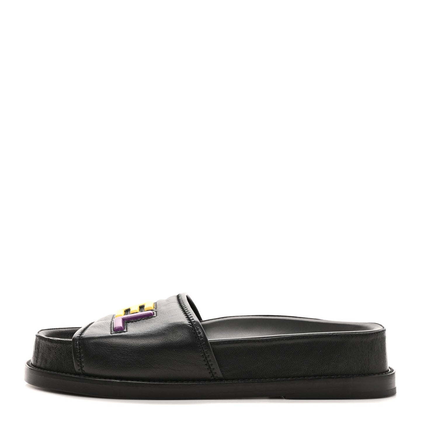 Lambskin Cha-Nel Mule Sandals 36.5 Black Multicolor