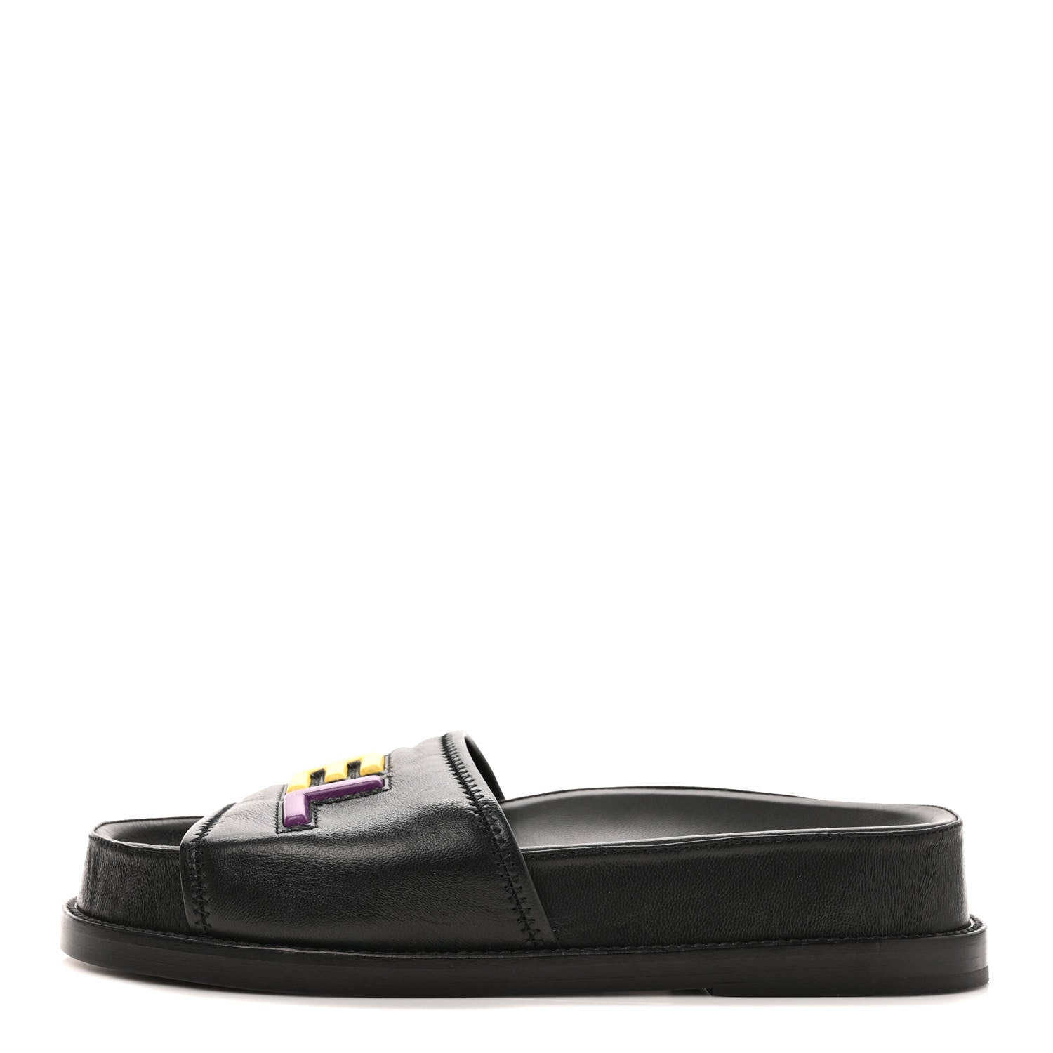 Chanel Lambskin Cha-Nel Mule Sandals 36.5 Black Multicolor 1 of 10