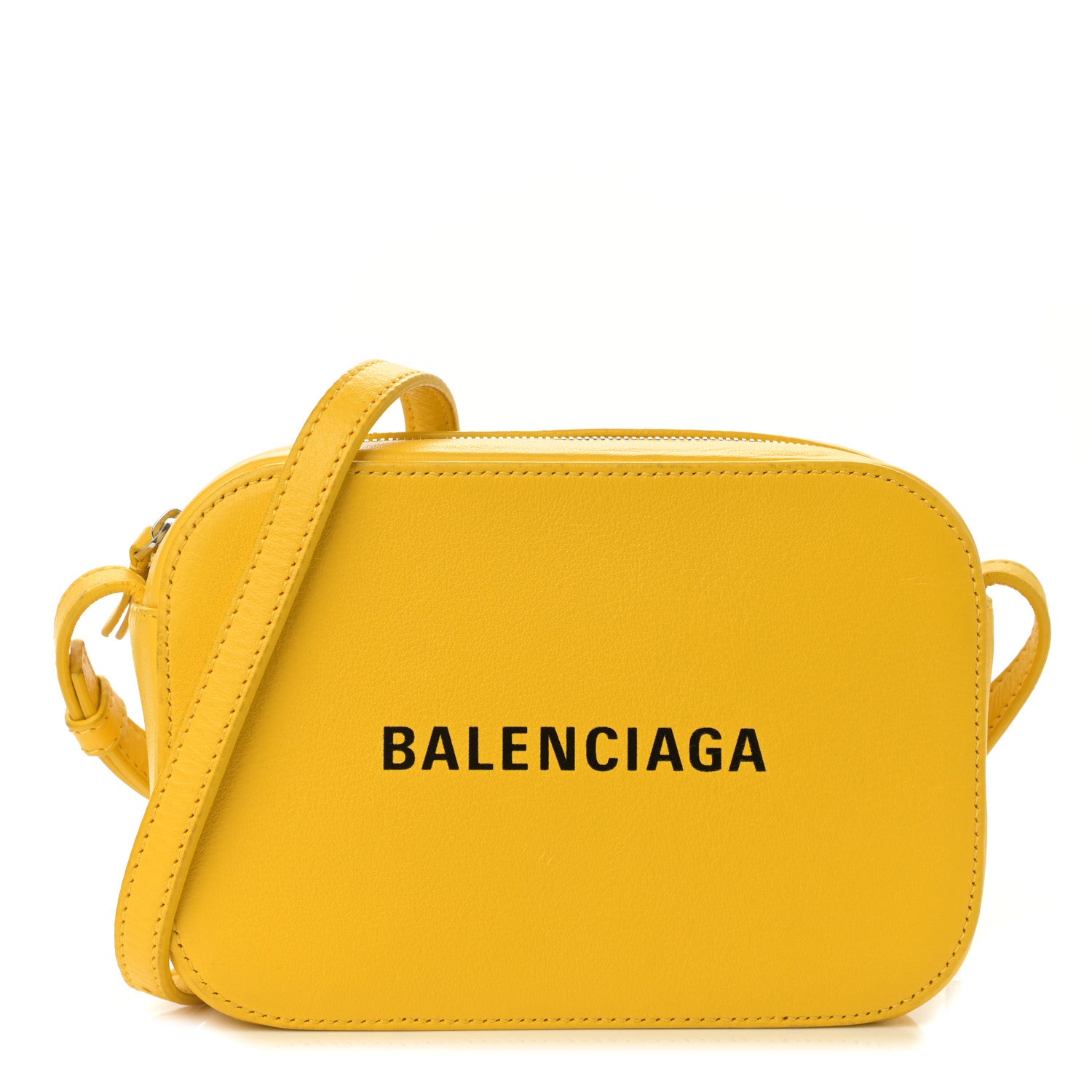 Balenciaga Calfskin Logo XS Everyday Camera Bag Yellow Black 1 of 11