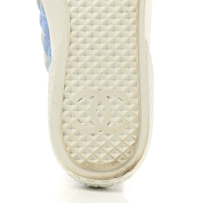 Chanel Printed Fabric High Top CC Sneakers 39 Green Pink Blue White 6 of 9