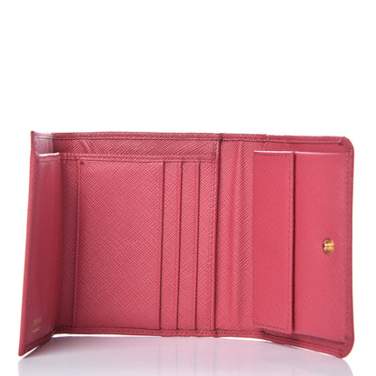 Prada Saffiano Metal Tri-Fold Wallet Peonia 5 of 12
