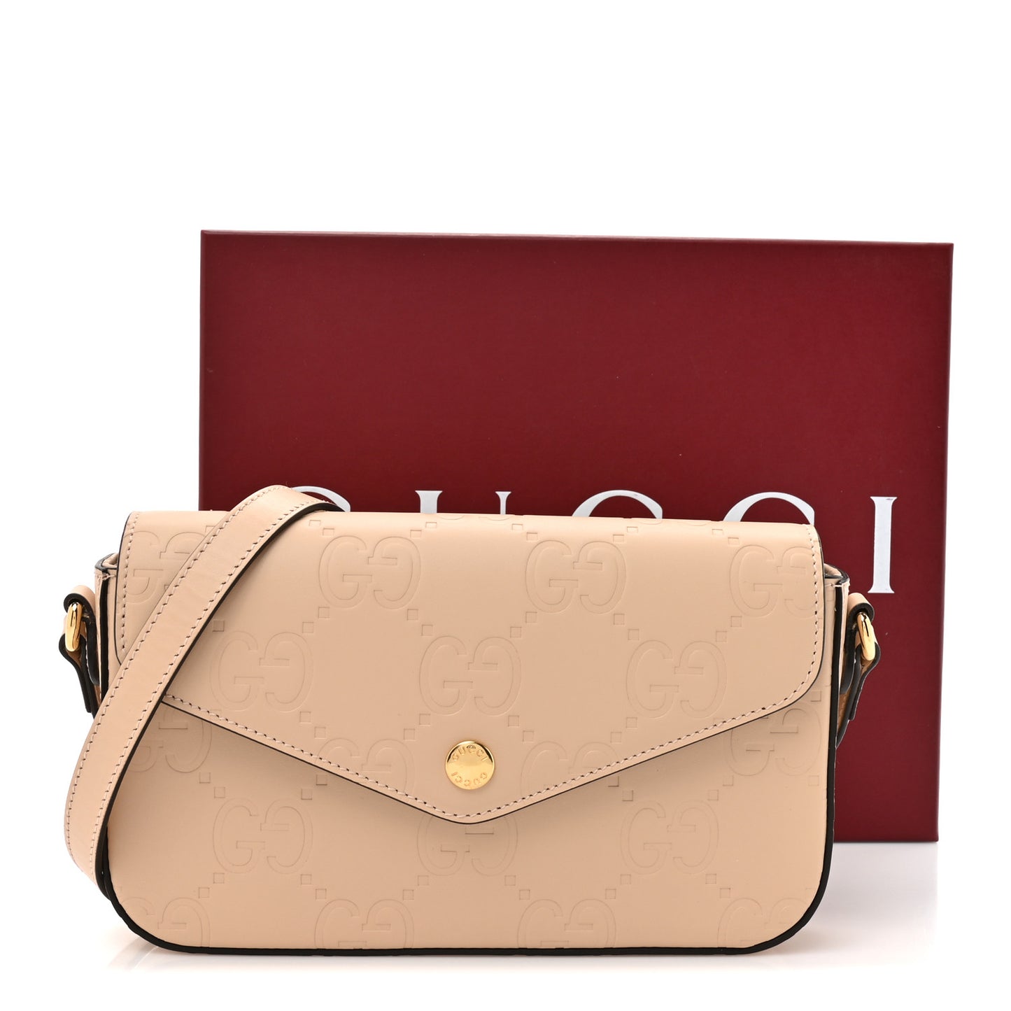 Calfskin GG Super Mini Shoulder Bag Beige