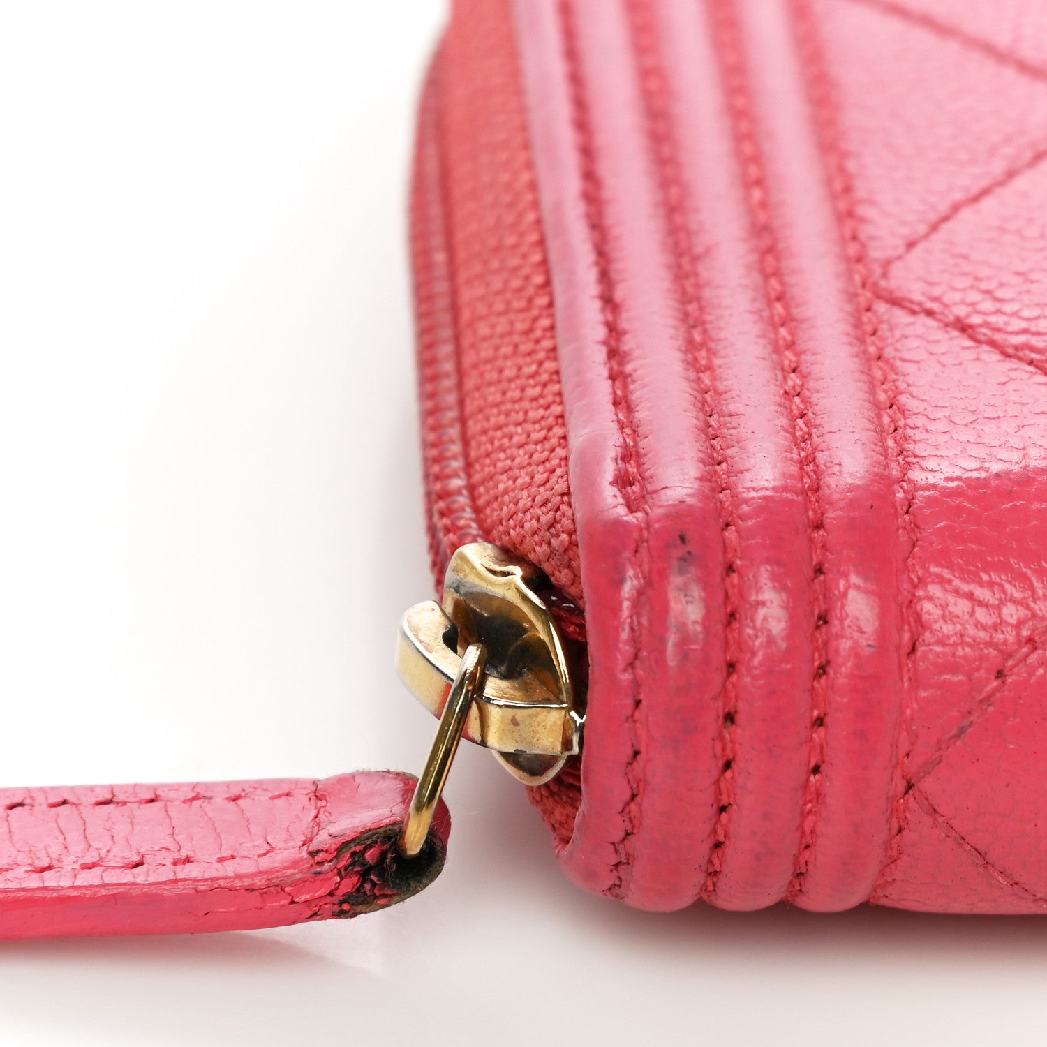 Chanel Caviar Quilted Large Boy Zip Around Wallet Coral 13 of 24