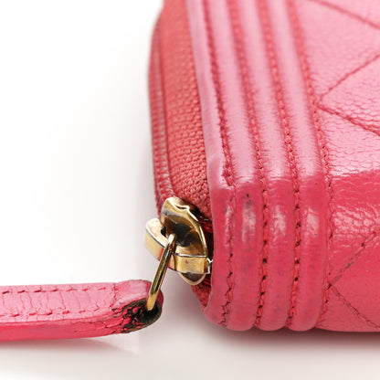 Chanel Caviar Quilted Large Boy Zip Around Wallet Coral 13 of 24