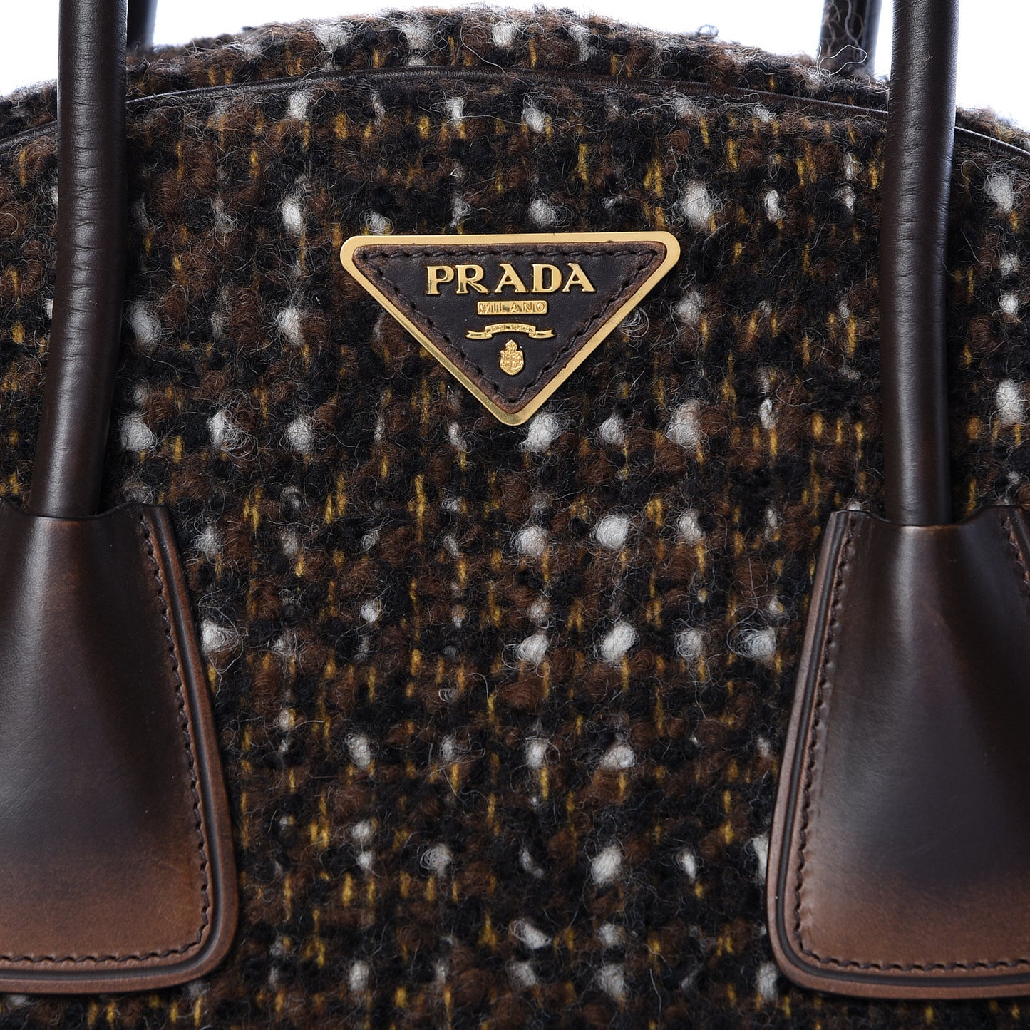 Tessuto Tweed Vitello Bowling Bag Cacao Knicker