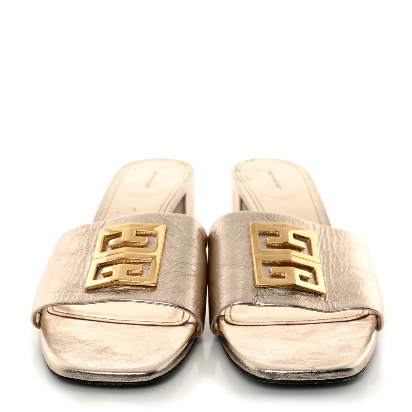 Laminated Calfskin 4G Logo Mule Sandals 40 Dusty Golden