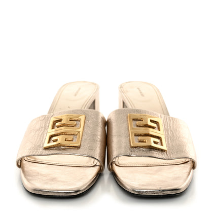 Givenchy Laminated Calfskin 4G Logo Mule Sandals 40 Dusty Golden 2 of 10